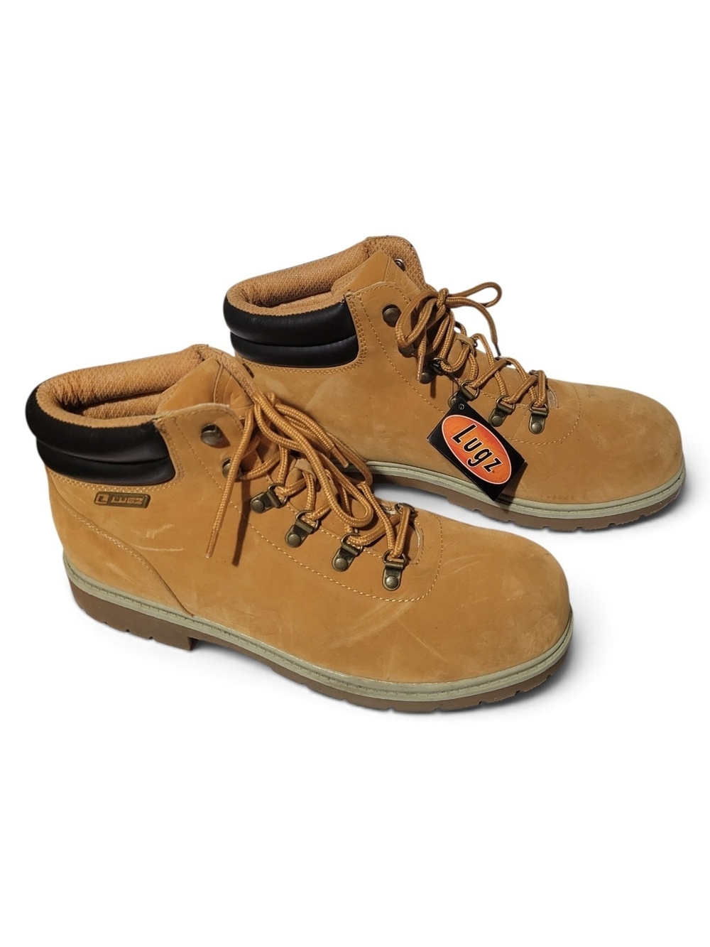 Lugz Men's Tan Nubuck Work Boots with Black Collar